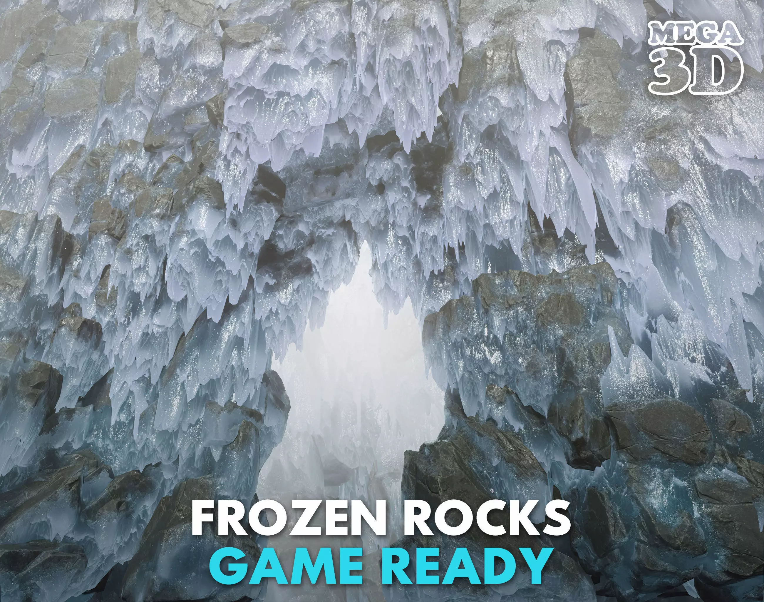 Low poly Frozen Rock 230505 Low-poly 3D model_0