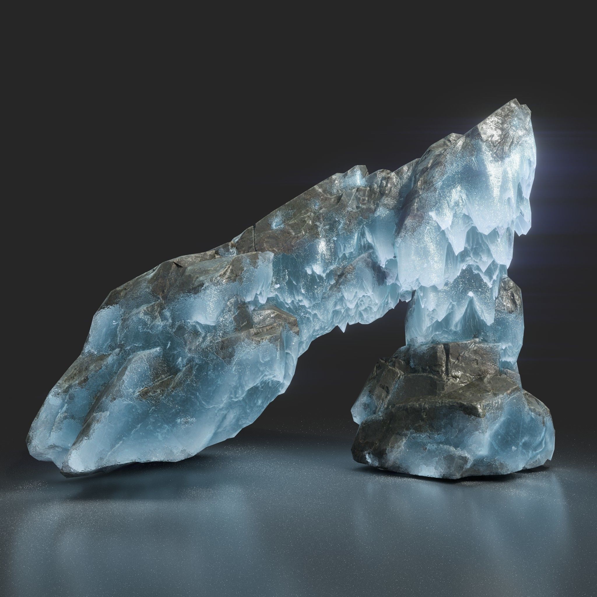 Low poly Frozen Rock 230505 Low-poly 3D model_2