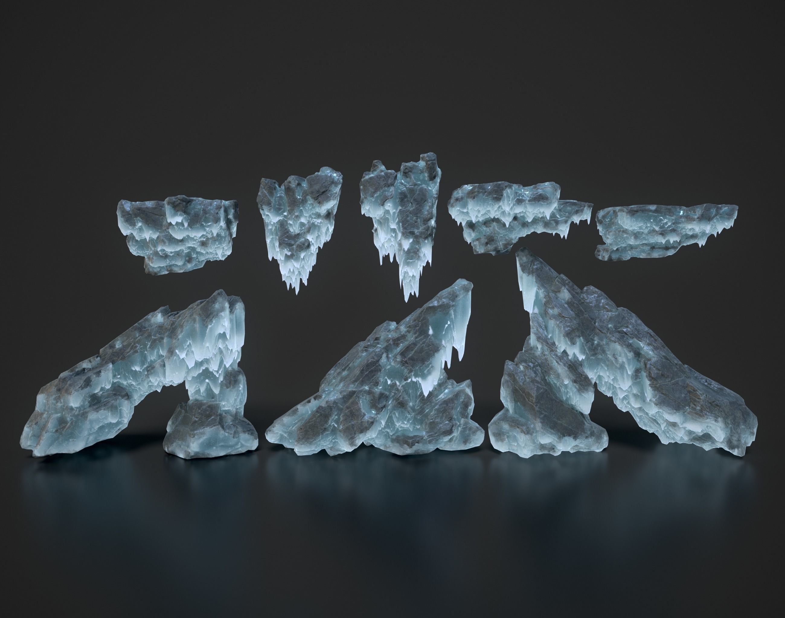 Low poly Frozen Rock 230505 Low-poly 3D model_1