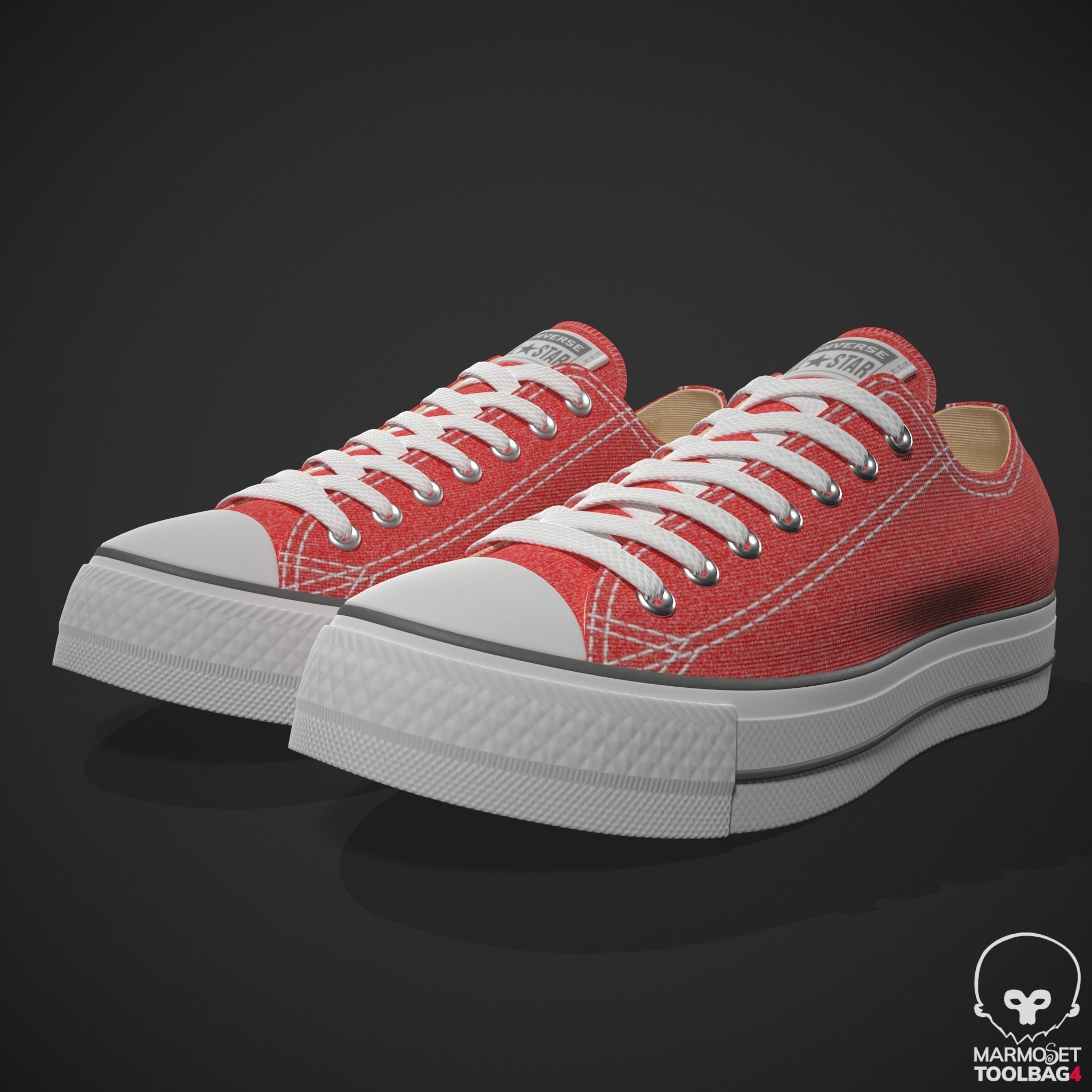 Converse Shoes - All Star Classic - Red - High Quality 3D Model 3D model_7