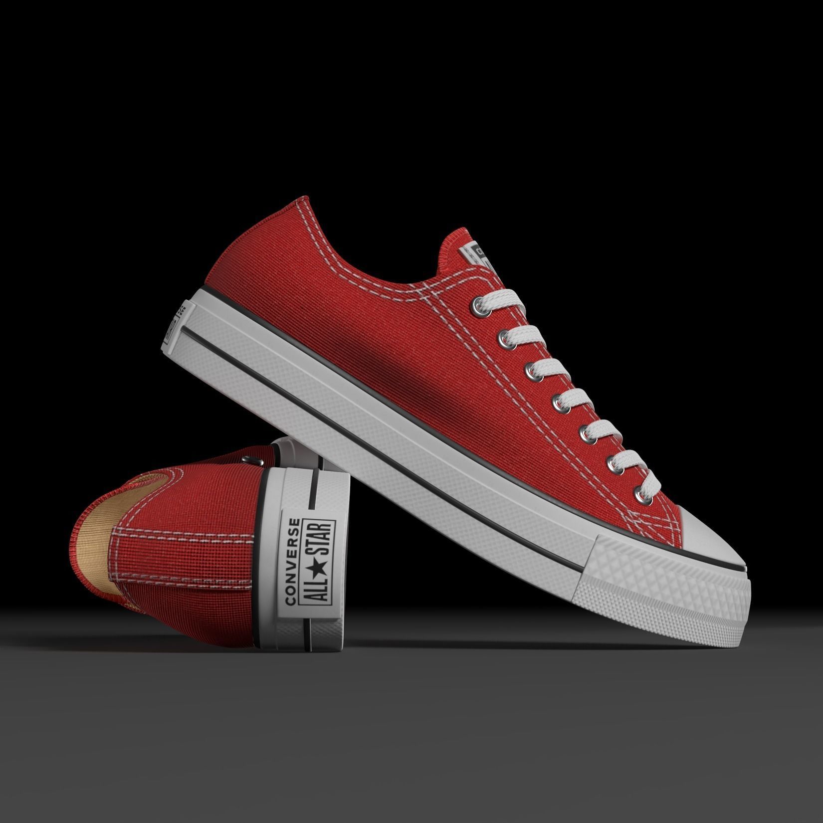 Converse Shoes - All Star Classic - Red - High Quality 3D Model 3D model_4