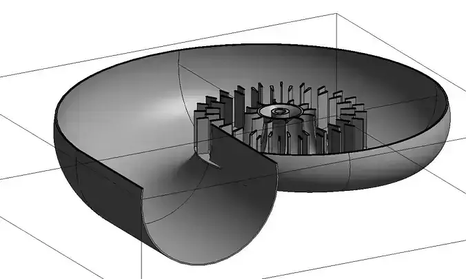 Assembly of Francis Turbine in Circular Spiral Casing 3D model