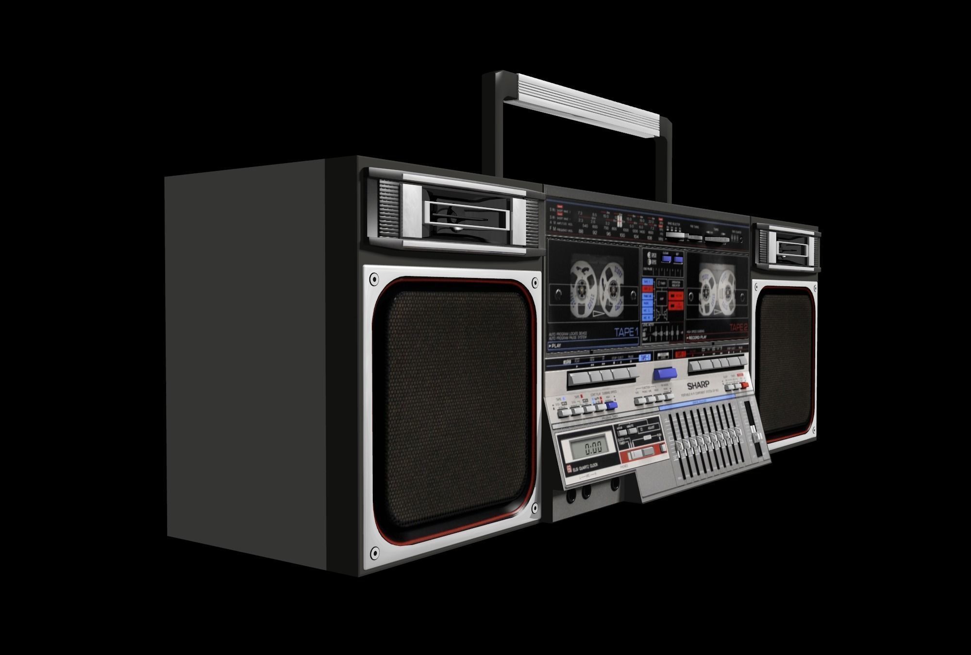 Retro Boom Box Ghetto Blaster Pack  3D model_50