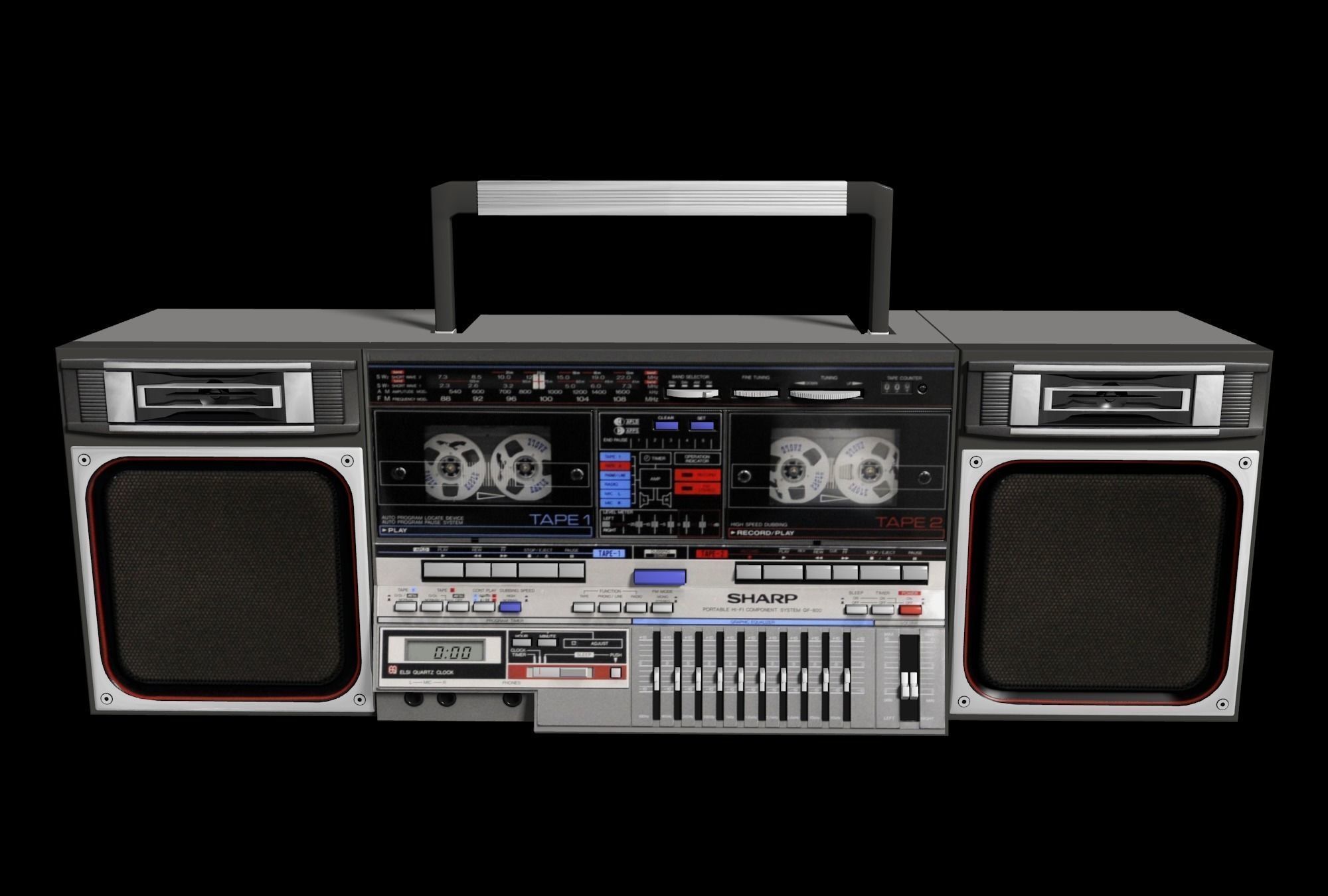 Retro Boom Box Ghetto Blaster Pack  3D model_49