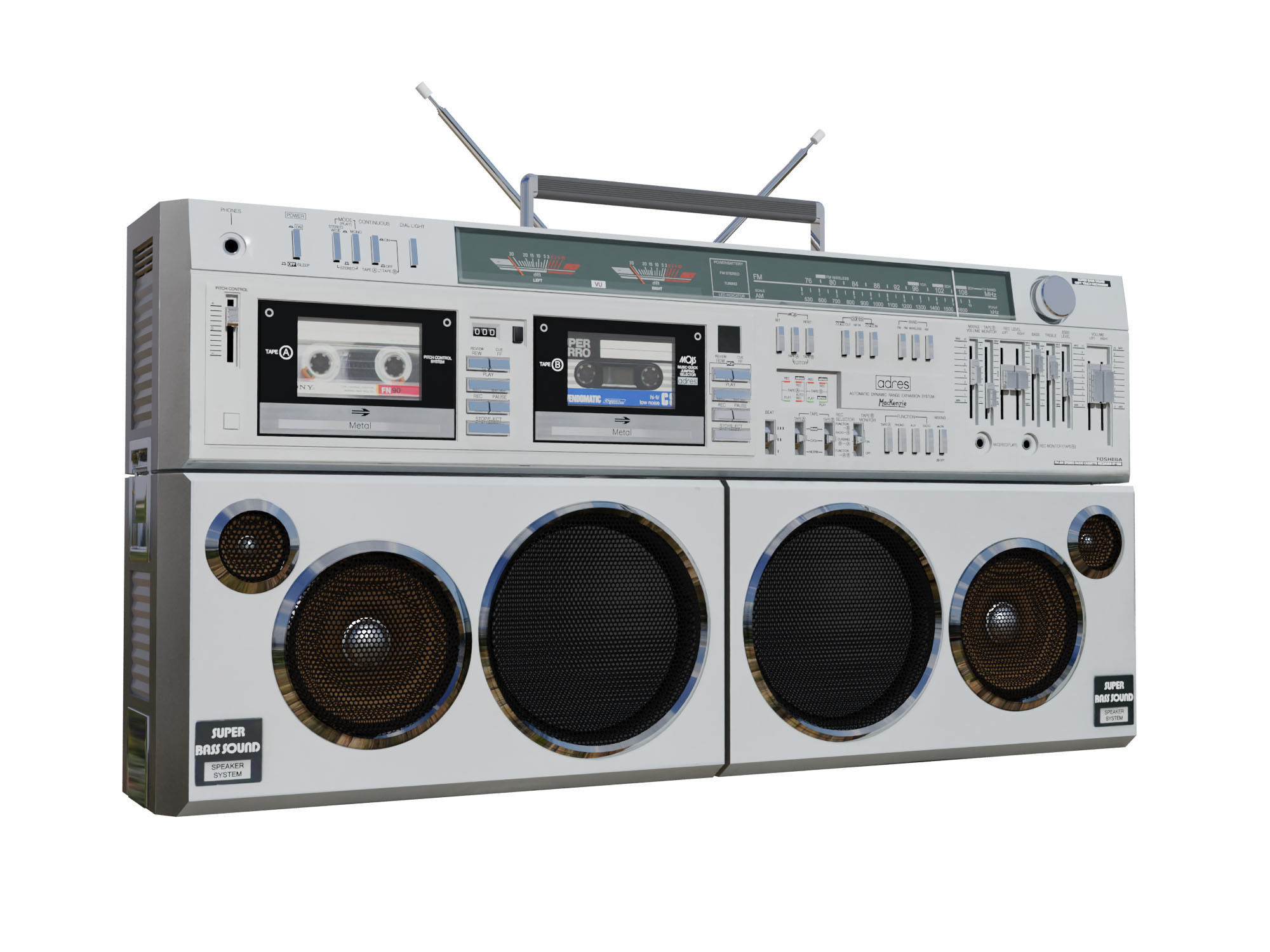 Retro Boom Box Ghetto Blaster Pack  3D model_14