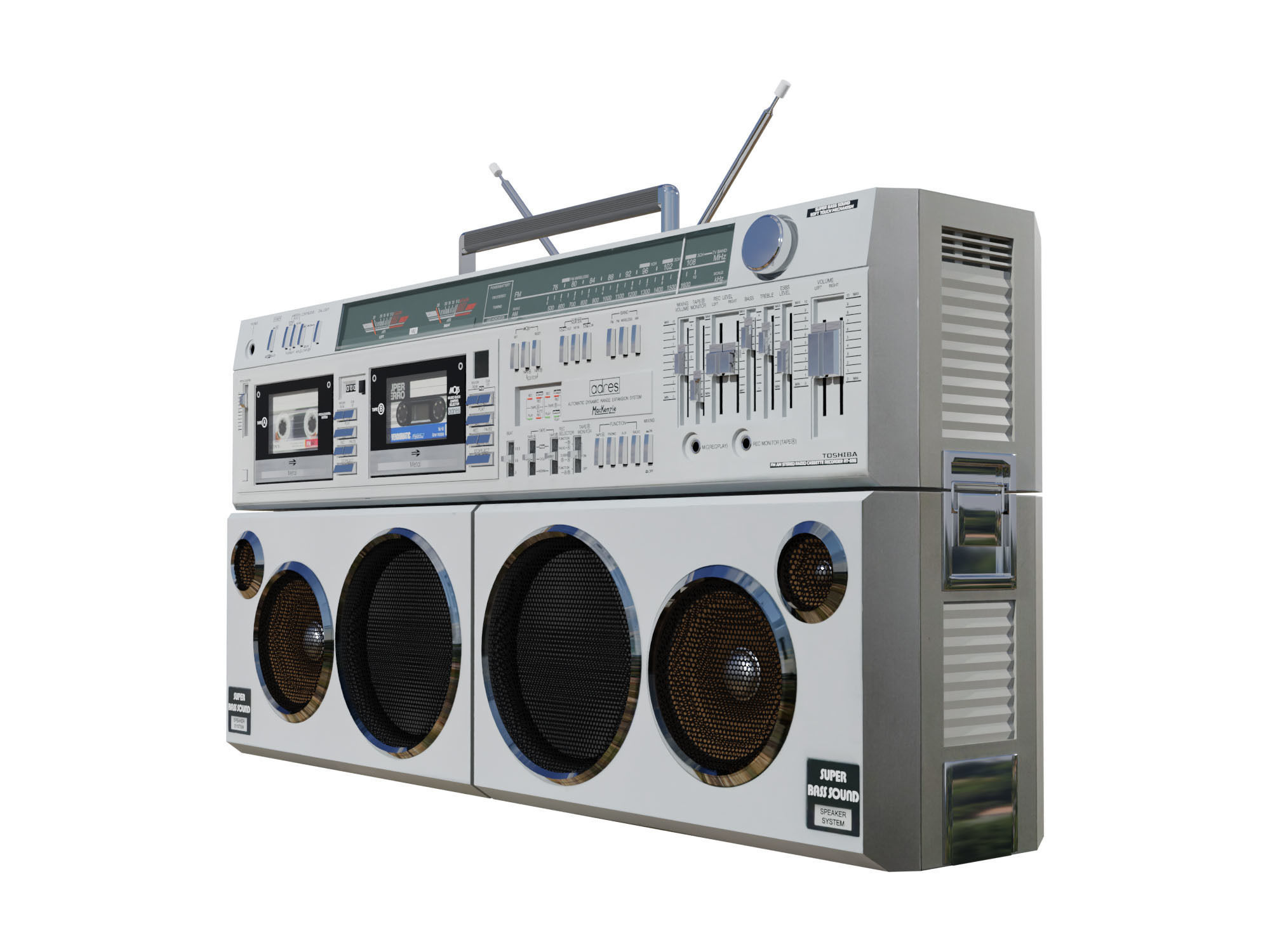 Retro Boom Box Ghetto Blaster Pack  3D model_15