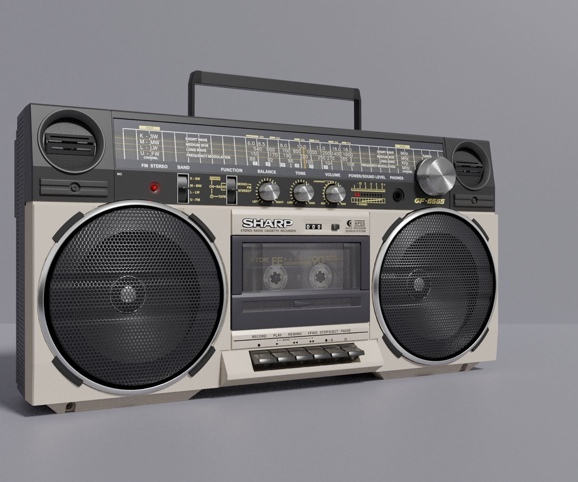 Retro Boom Box Ghetto Blaster Pack  3D model_3