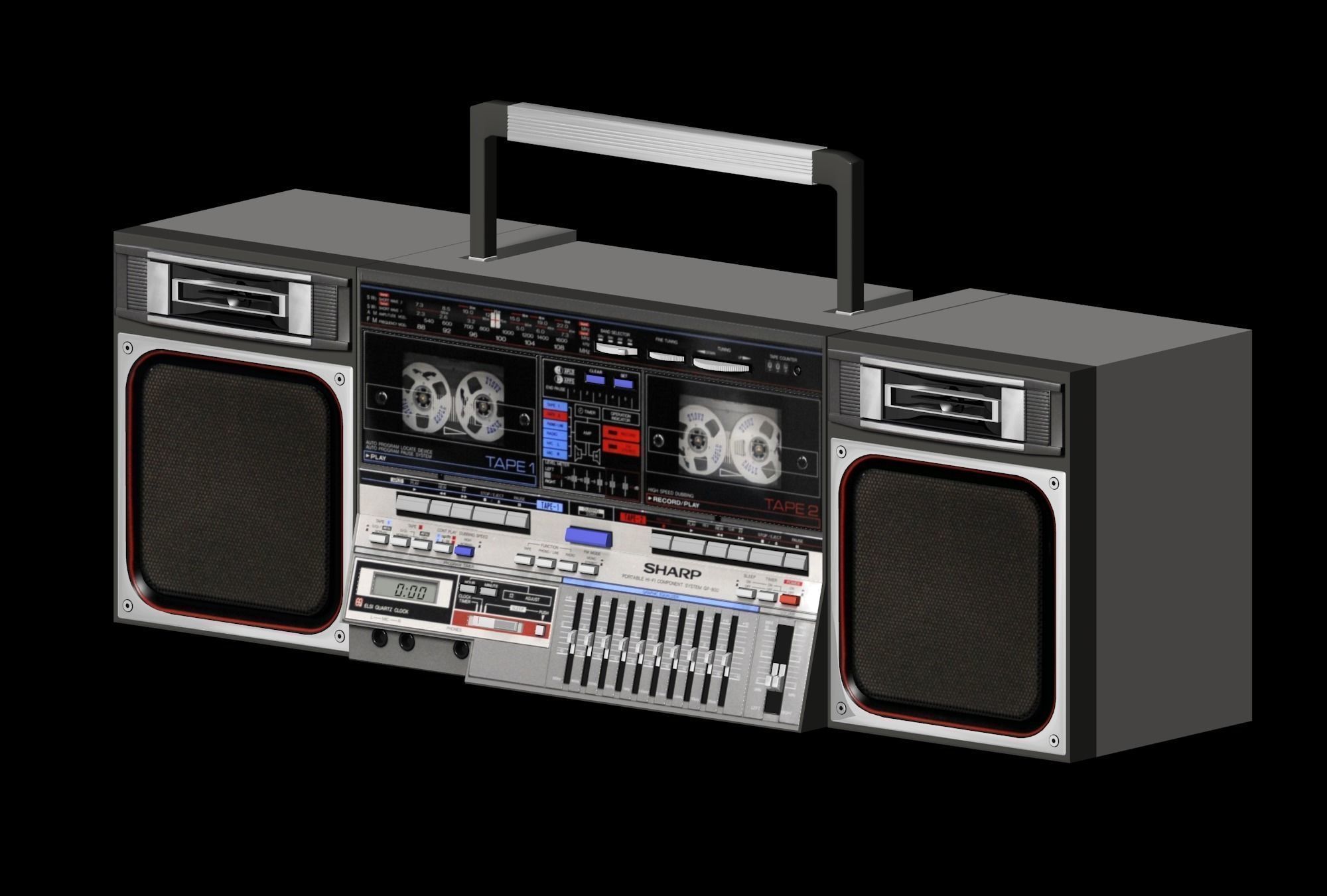 Retro Boom Box Ghetto Blaster Pack  3D model_48