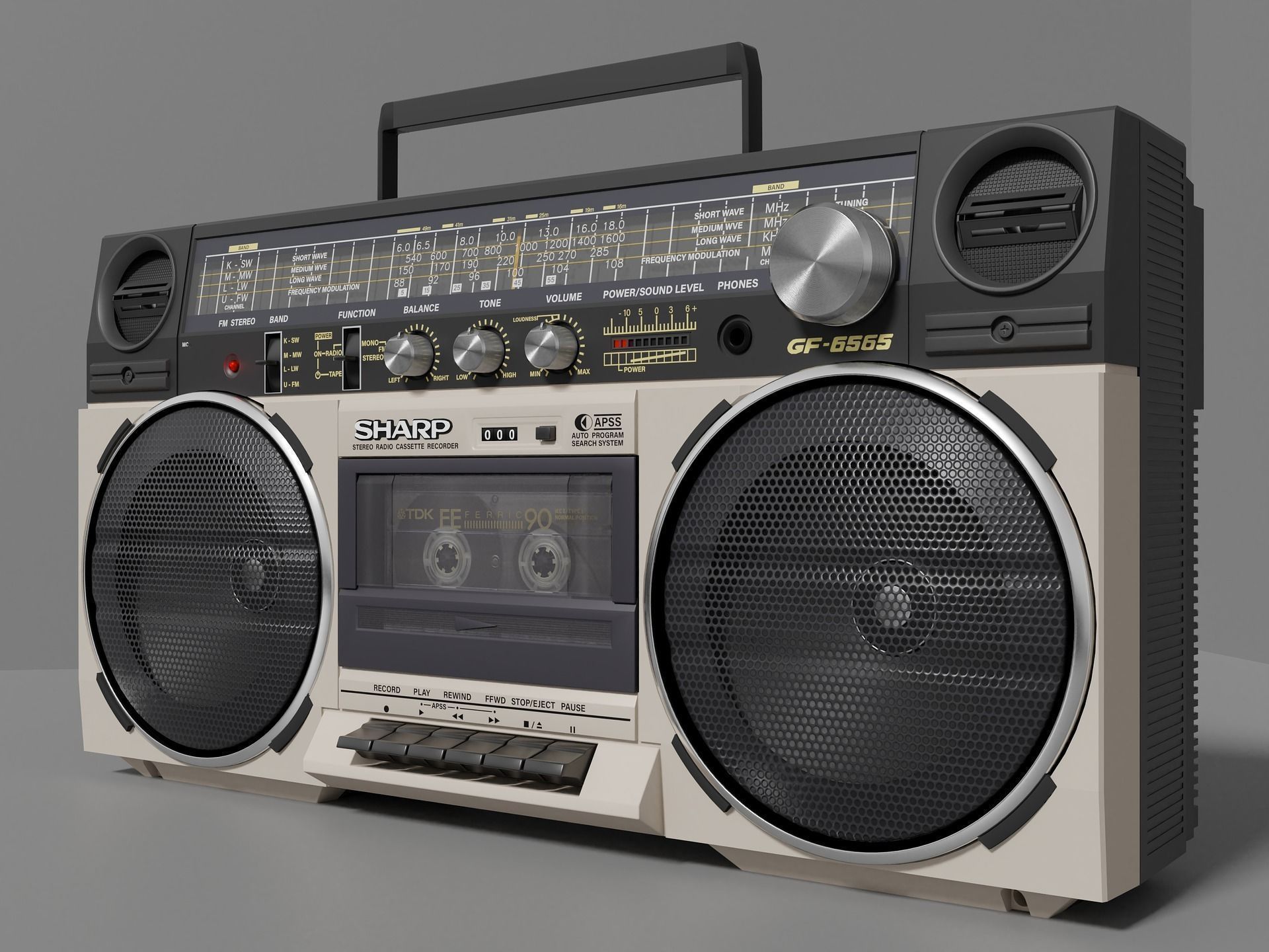 Retro Boom Box Ghetto Blaster Pack  3D model_1