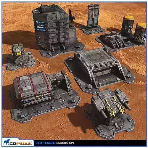 SciFi Base Pack 01 Low-poly 3D model