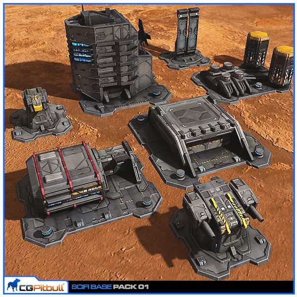 SciFi Base Pack 01 Low-poly 3D model_0