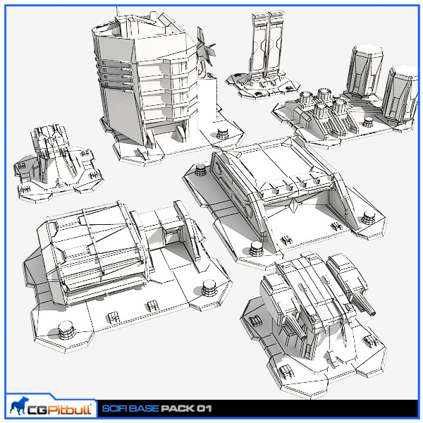 SciFi Base Pack 01 Low-poly 3D model_8