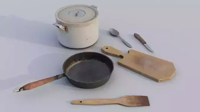 Old kitchen appliances Low-poly 3D model