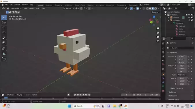 low poly hen