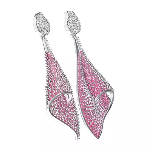 Pink Sapphire Fully Diamond Earring