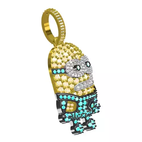Minion Cartoon Caracter Diamond Pendant