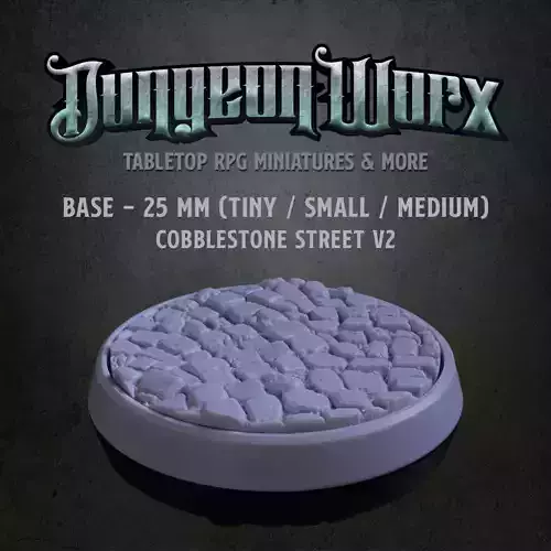 25 mm Tabletop RPG Miniature Base - Cobblestone Street V2 3D print model