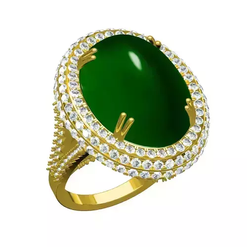 Vintage Emerald Cabochon Engagement Ring