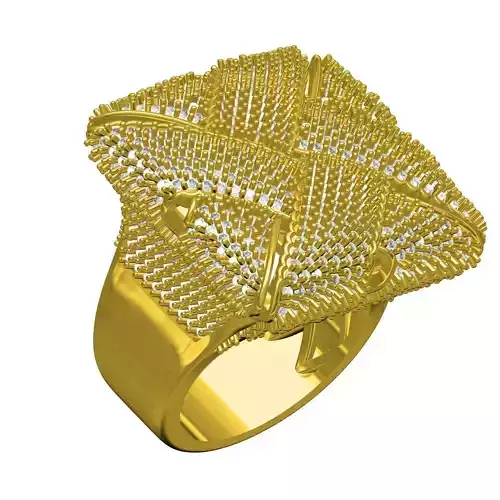 Unisex Cross weave Dome Diamond Ring 3D print model