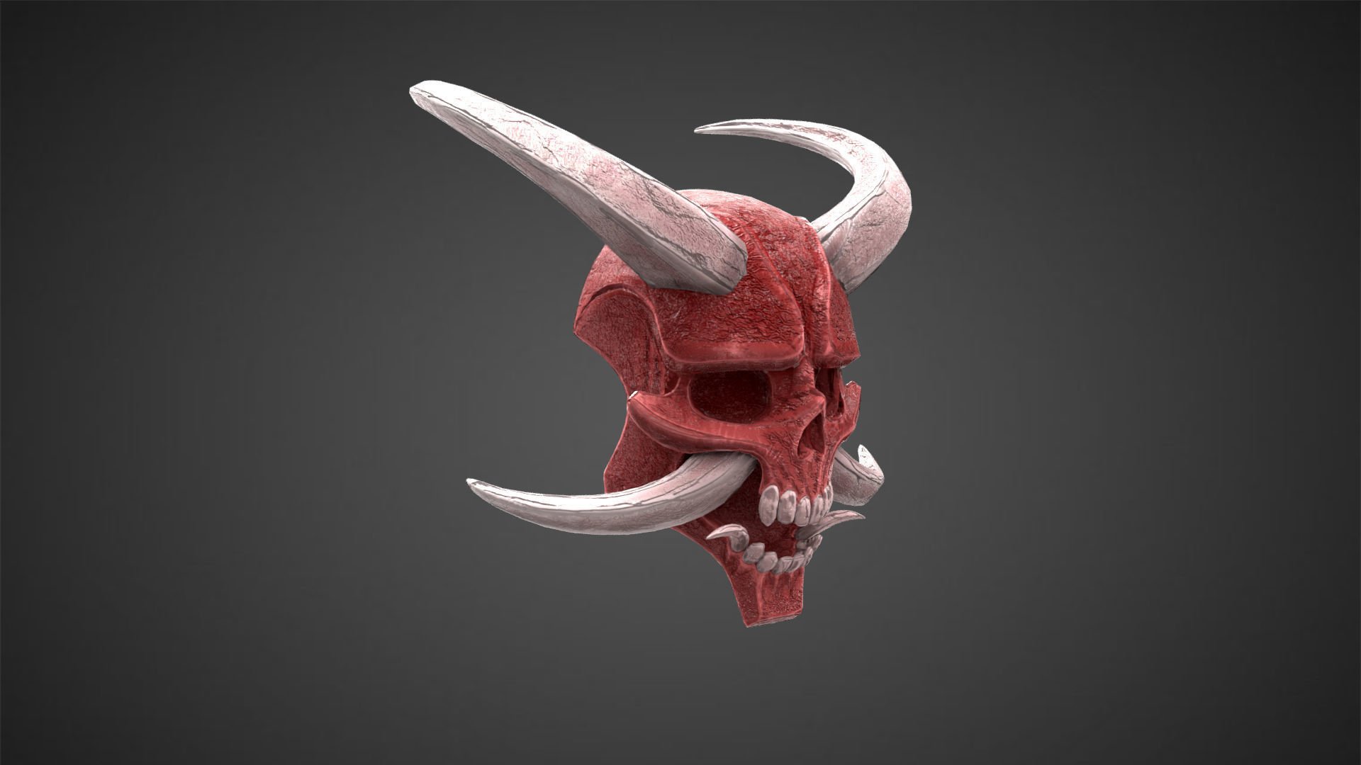 Hannya Mask Low Poly  Low-poly 3D model_3