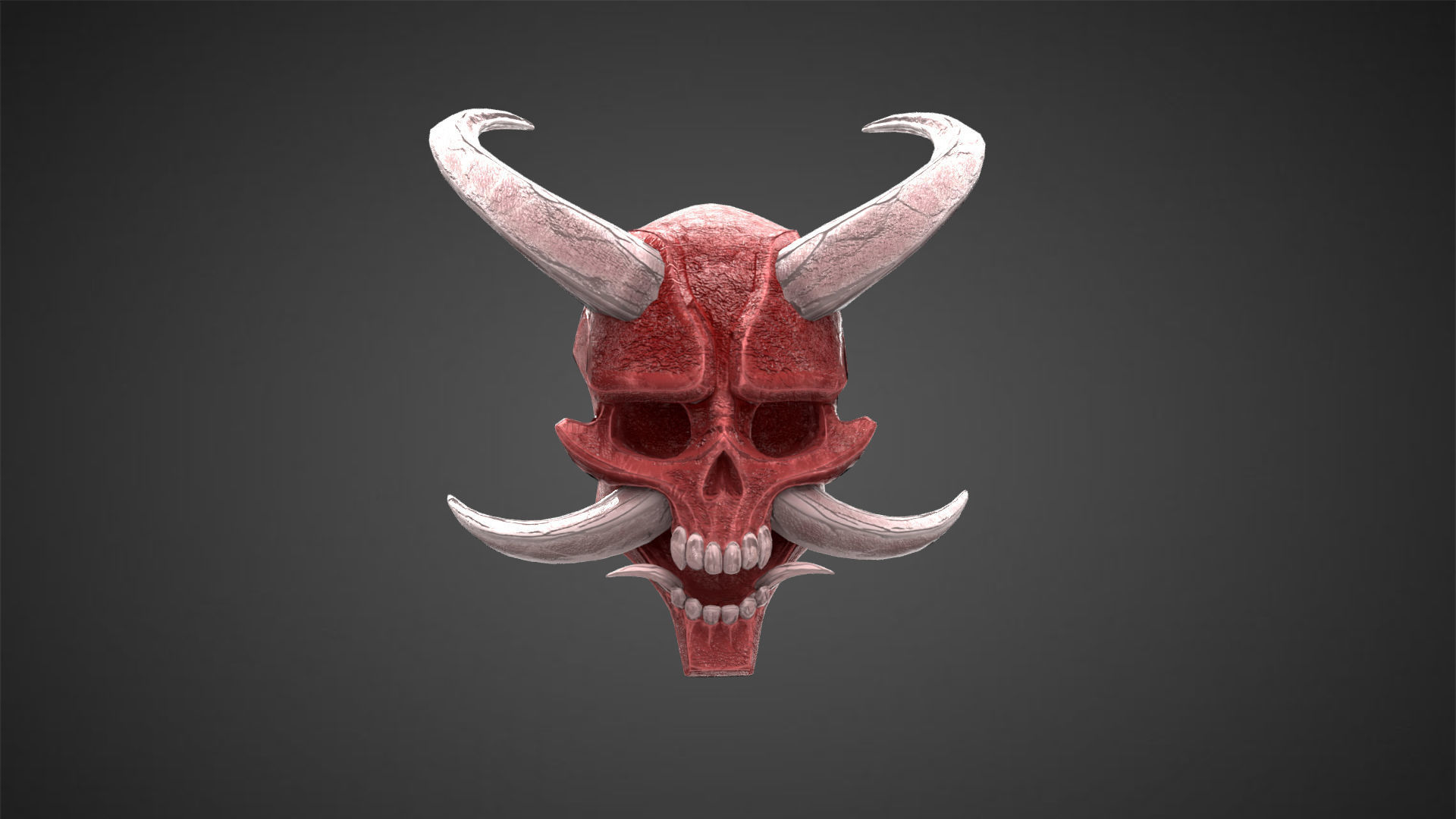Hannya Mask Low Poly  Low-poly 3D model_2