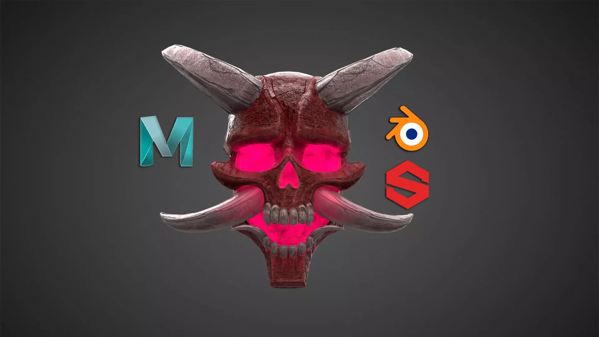 Hannya Mask Low Poly  Low-poly 3D model_0