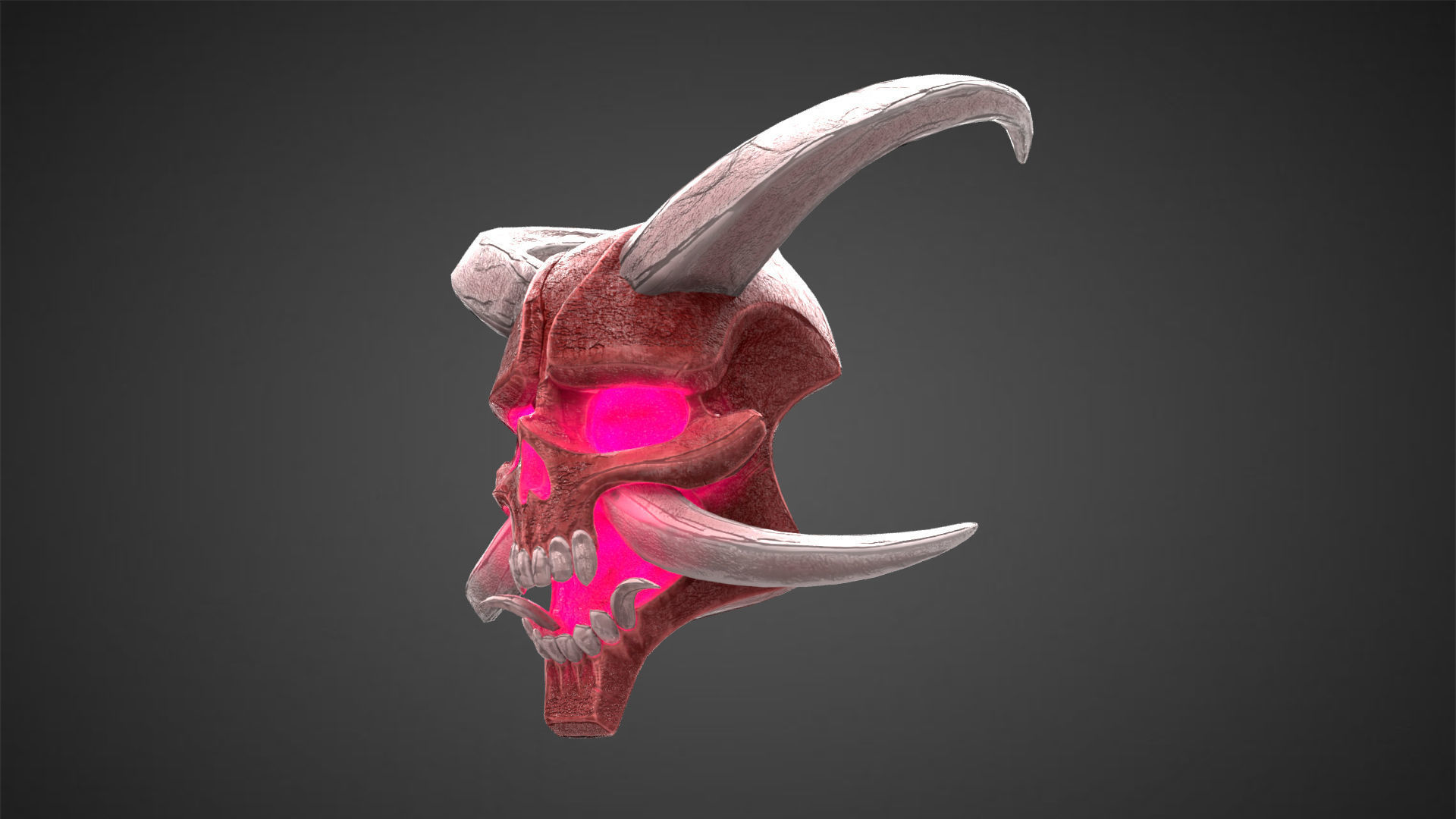 Hannya Mask Low Poly  Low-poly 3D model_1