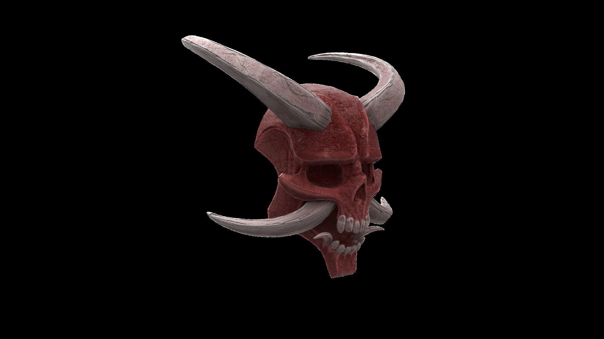 Hannya Mask Low Poly  Low-poly 3D model_21