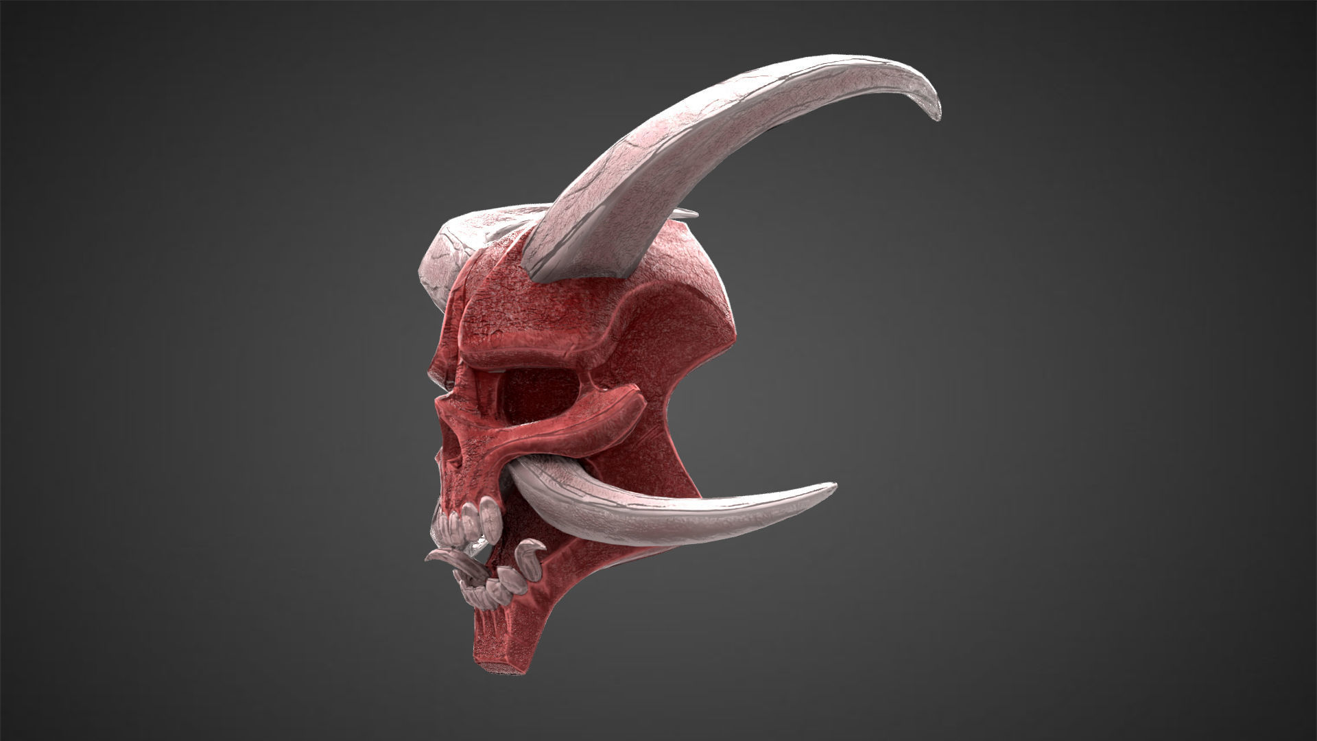 Hannya Mask Low Poly  Low-poly 3D model_6