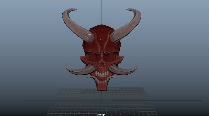 Hannya Mask Low Poly  Low-poly 3D model_12