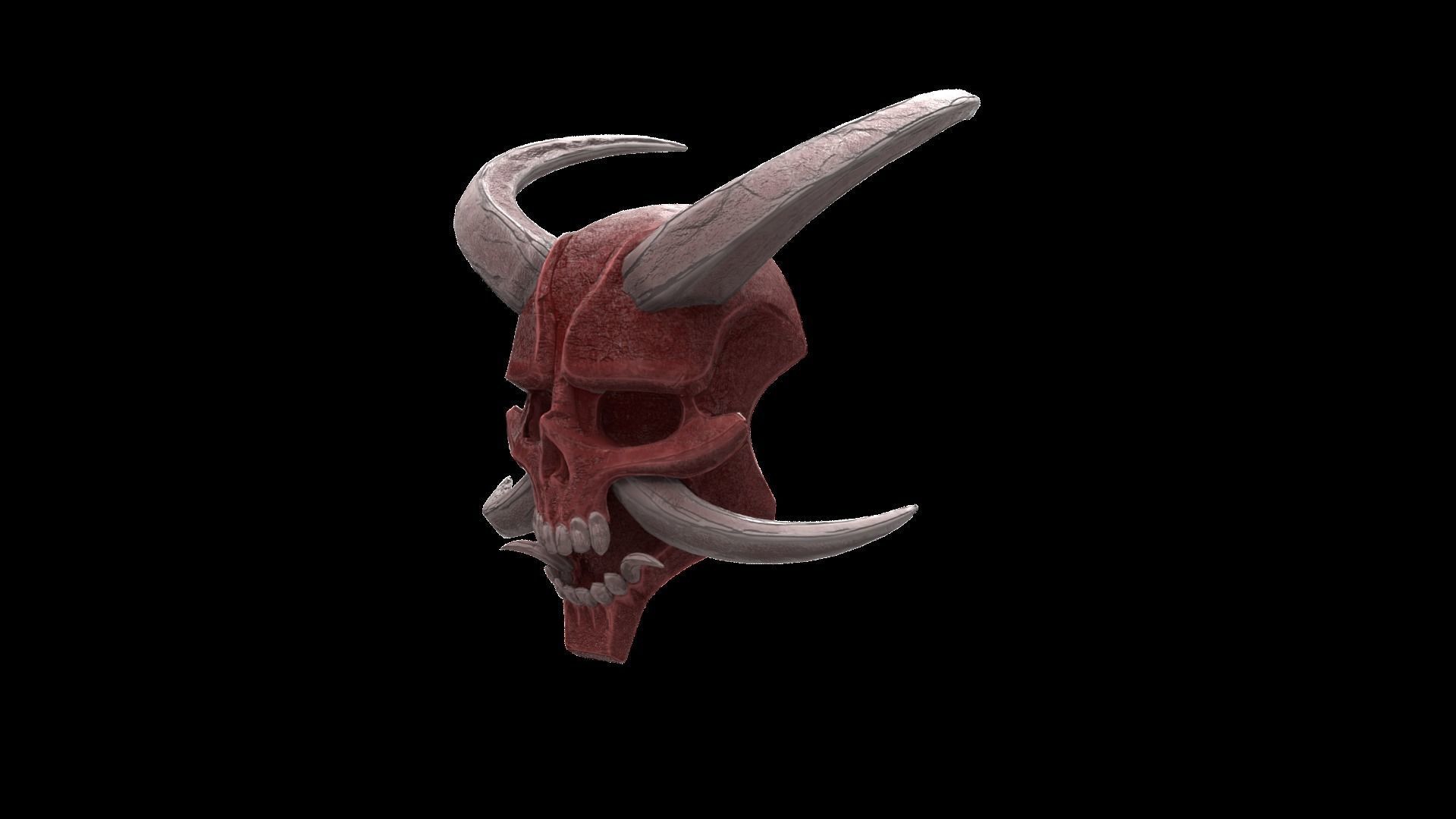 Hannya Mask Low Poly  Low-poly 3D model_22