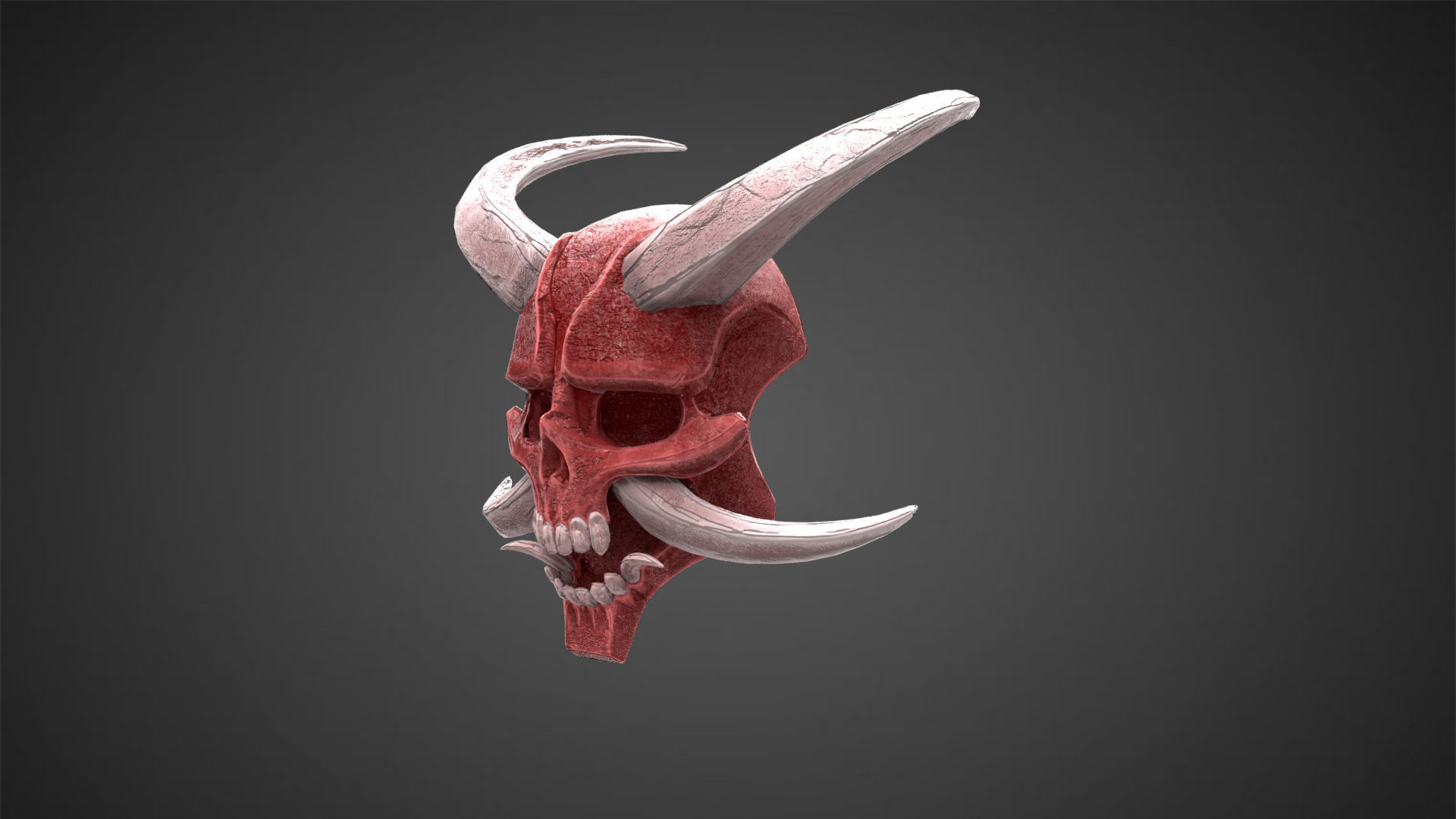 Hannya Mask Low Poly  Low-poly 3D model_4