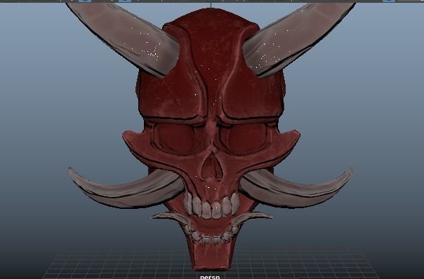 Hannya Mask Low Poly  Low-poly 3D model_7