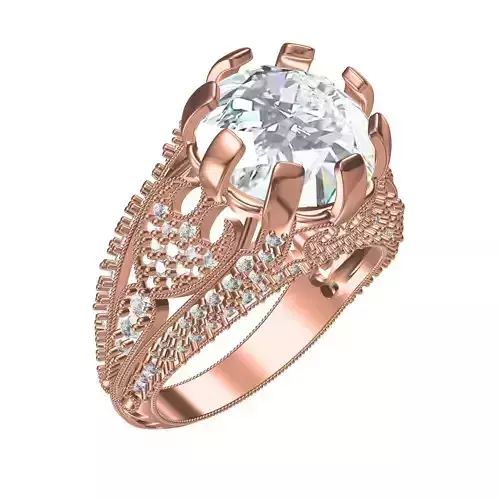 Antique 8 Prond Vintage Style Engagement Ring for Women