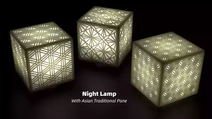 Night Lamp With Asian Traditional Pane 3D print model