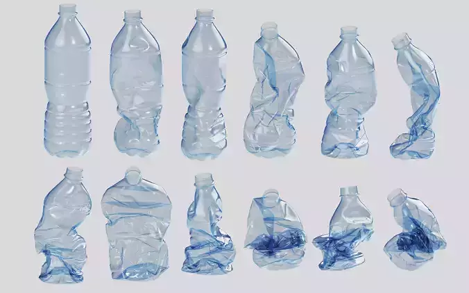 Crushed Plastic Bottle v1 3D model