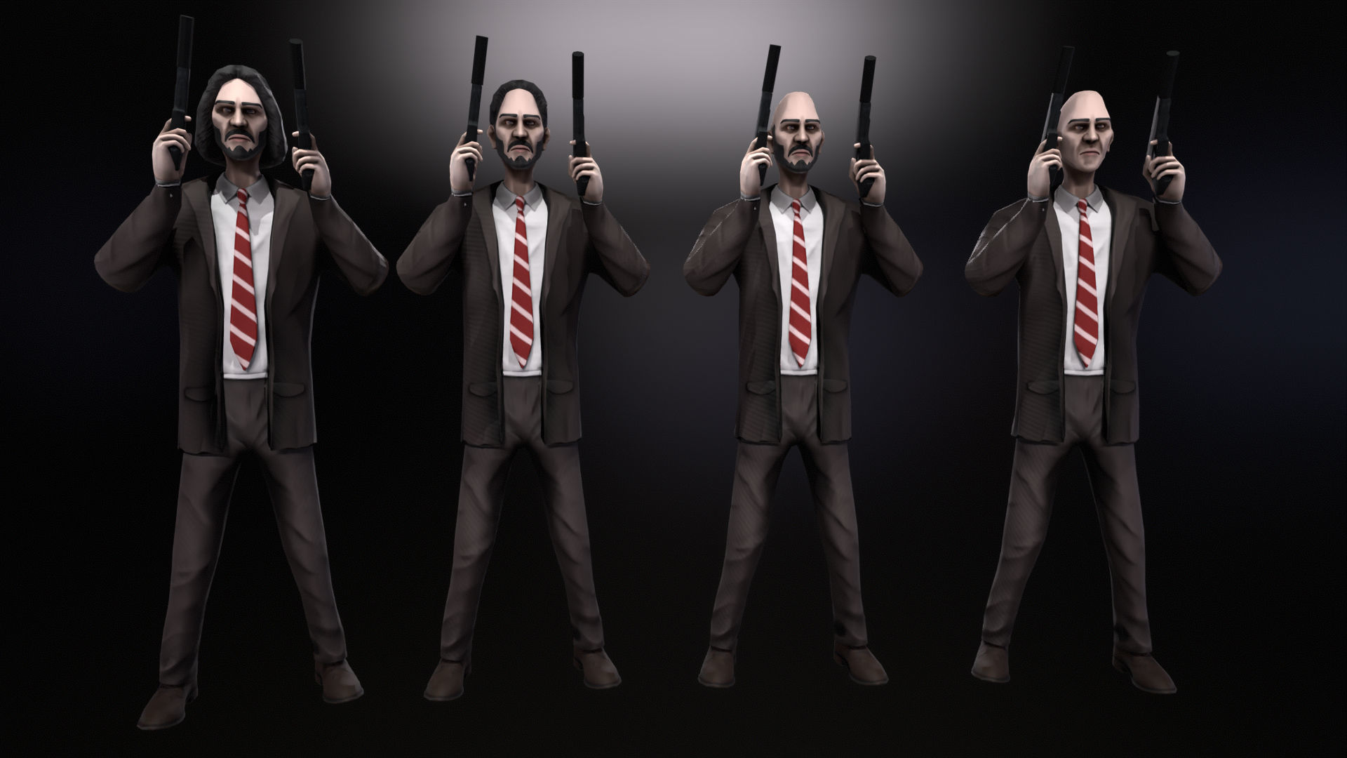 Strong Man and Weapon Low-poly 3D model_1
