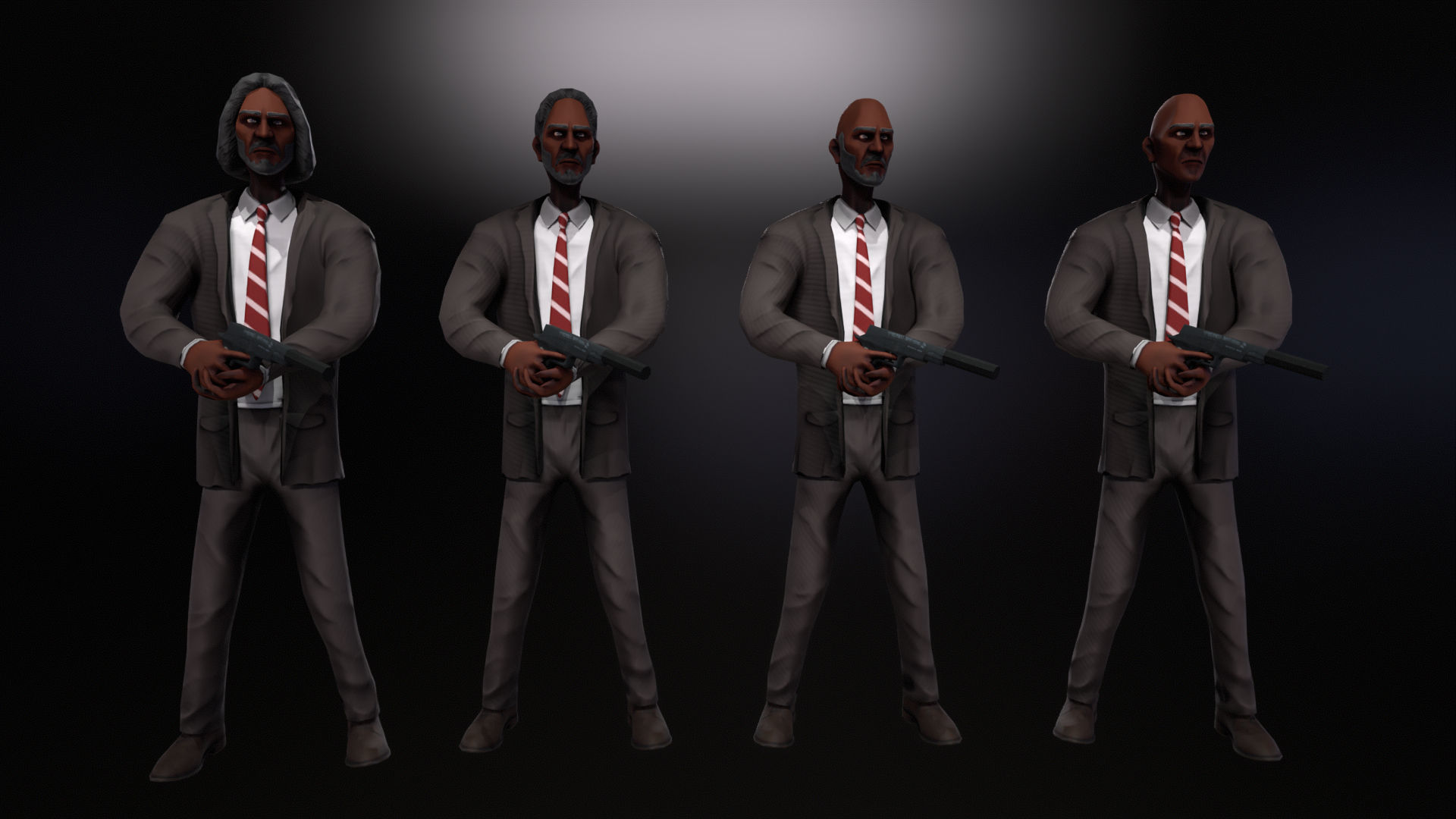 Strong Man and Weapon Low-poly 3D model_6
