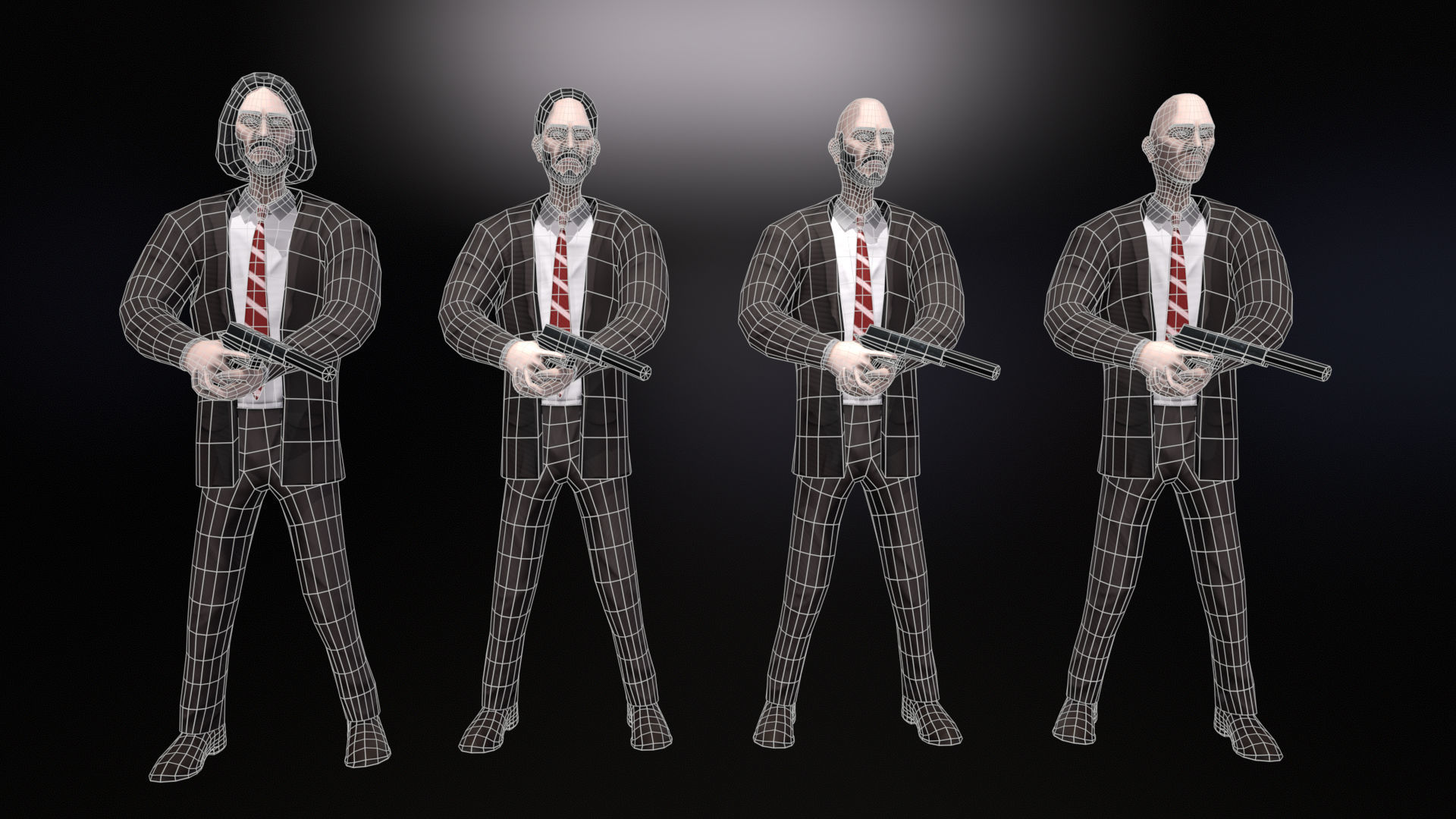 Strong Man and Weapon Low-poly 3D model_7