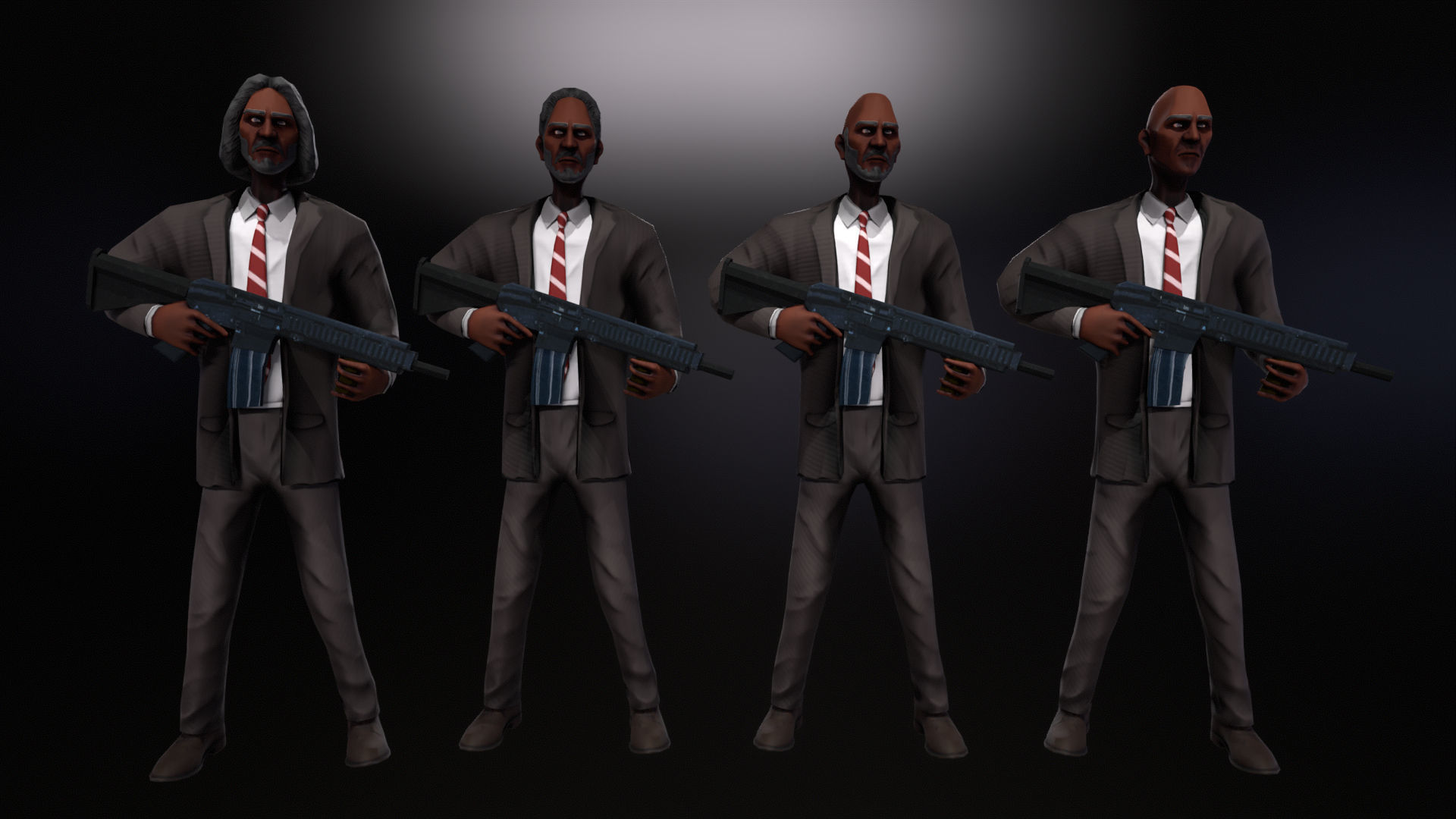 Strong Man and Weapon Low-poly 3D model_3