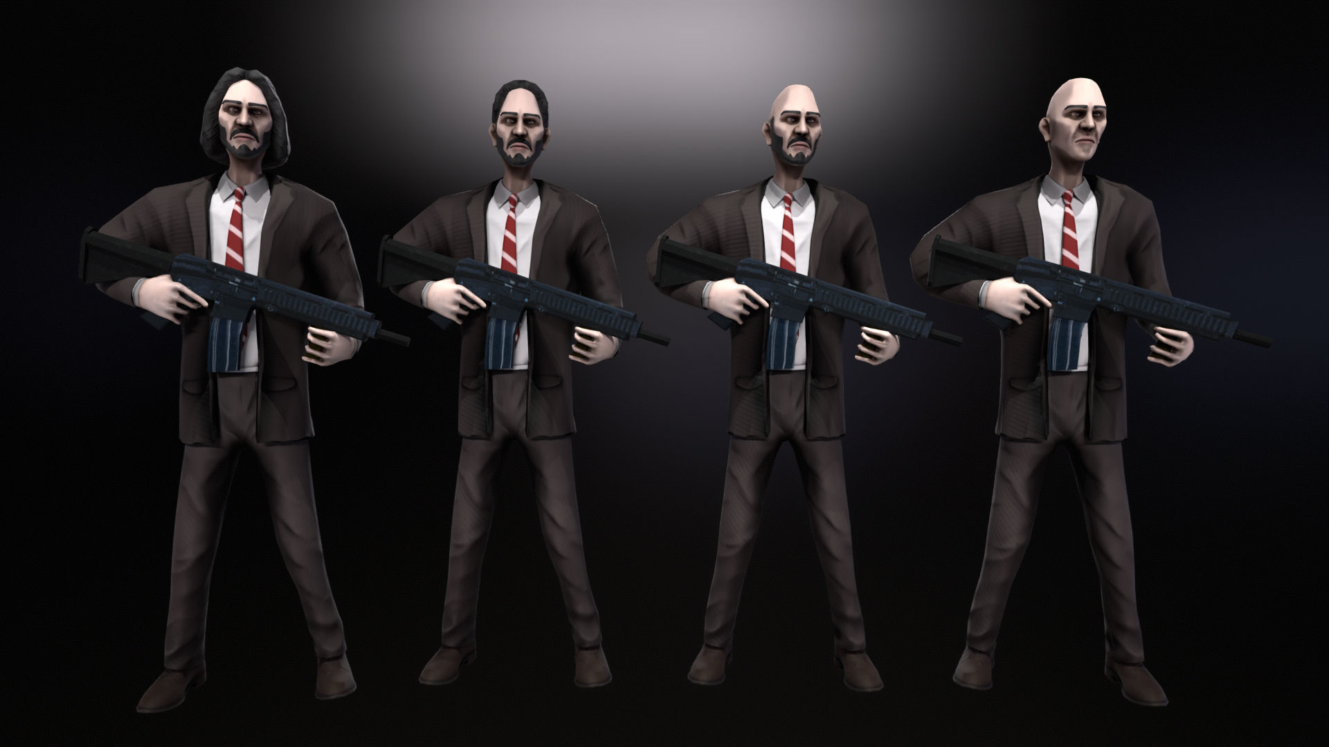 Strong Man and Weapon Low-poly 3D model_2