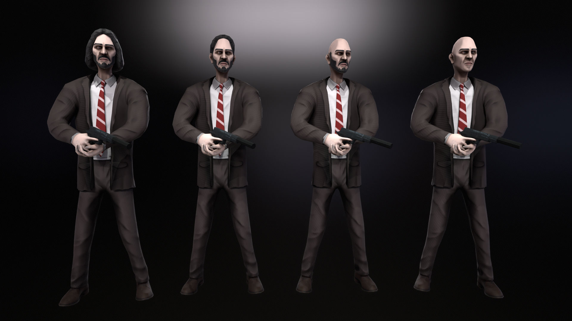 Strong Man and Weapon Low-poly 3D model_5