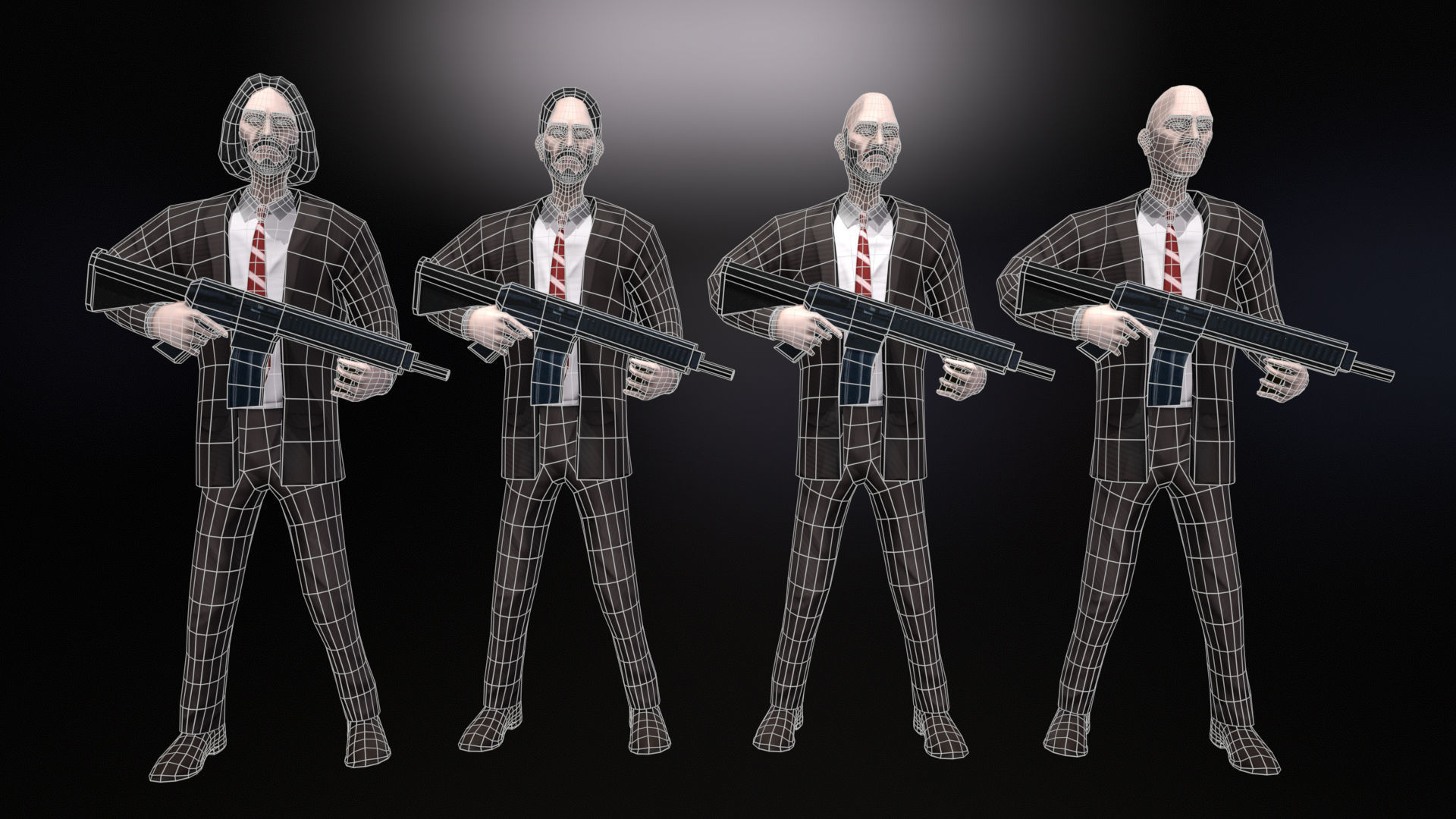 Strong Man and Weapon Low-poly 3D model_4