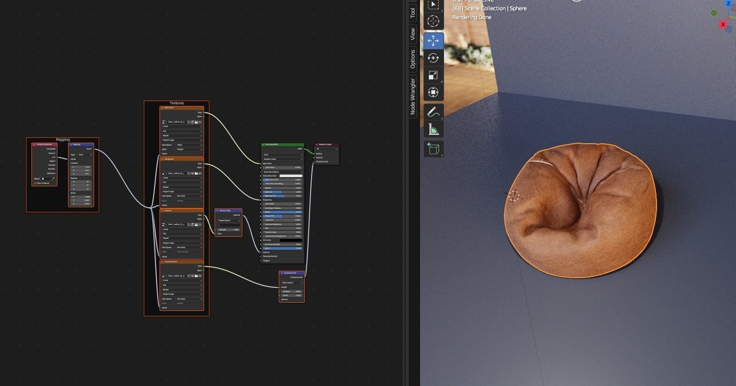 a soft bean bag chair 3D model_2