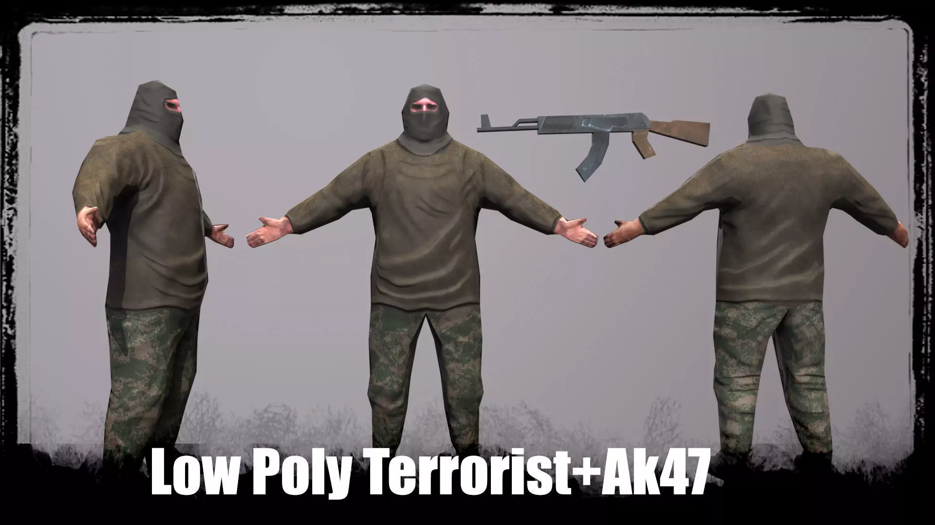Low Poly Terrorist Ak47 Free low-poly 3D model