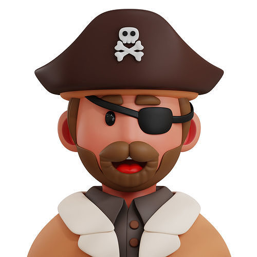 3D Pirate Traditional Costume Low-poly 3D model