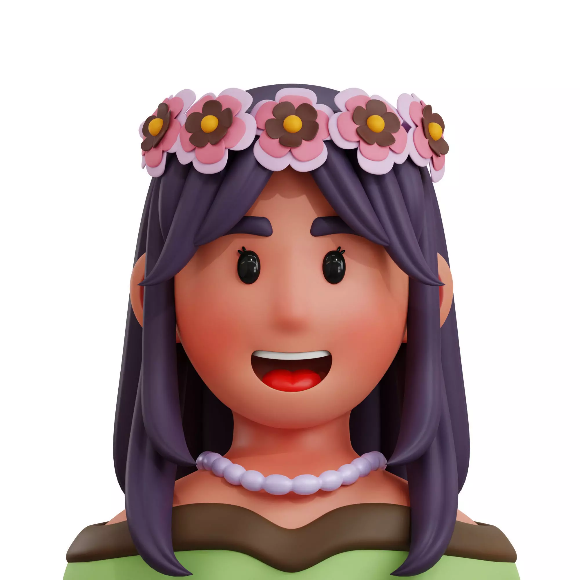 3D Hawaiian Female Traditional Costume Low-poly 3D model_0