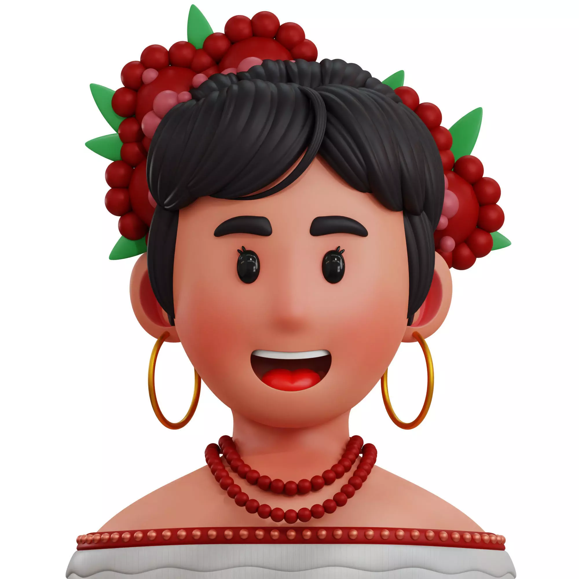 3D Colombian Female Traditional Costume Low-poly 3D model_0