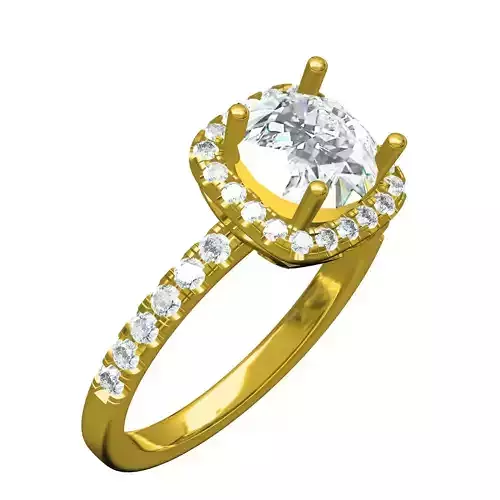 Round Diamond Aquare Halo Micro Pring Set Solitaire Ring