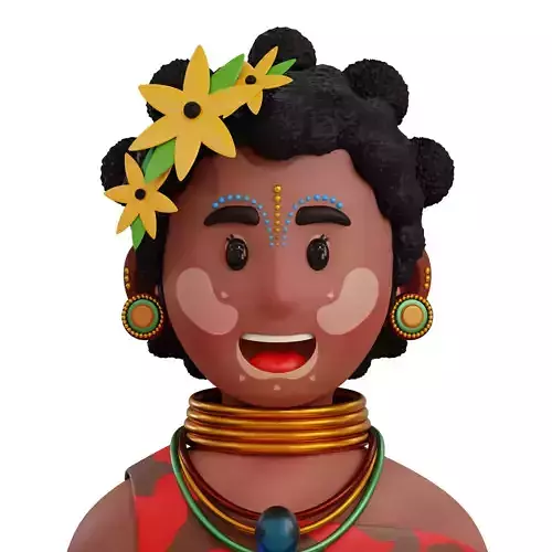 3D African Female Traditional Costume Low-poly 3D model
